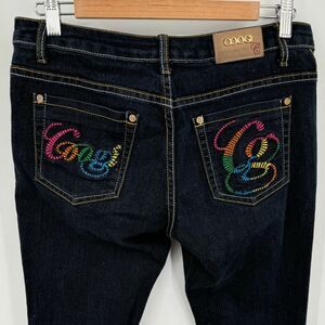 COOGI Dark Wash Rainbow Pocket Straight Leg Jeans‎ sz 9 Vintage Embroidered